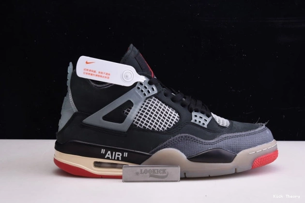 Kicked Out Shoe Store Jordan Bred White Air x Off Retro 4 CV9388-001 0710